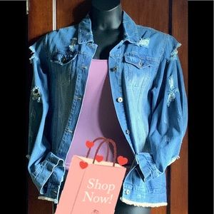 Distressed Frayed Denim Jacket